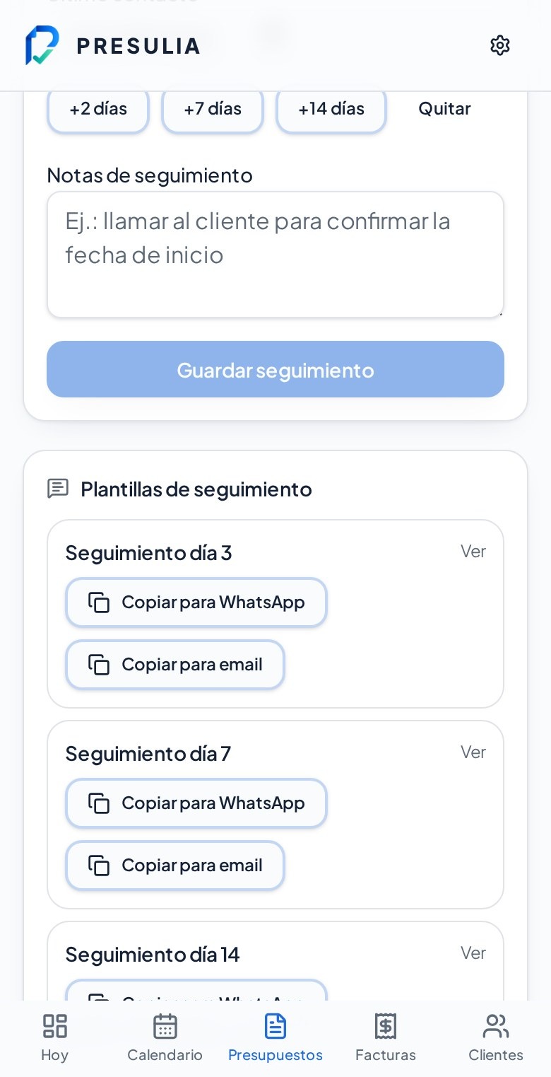 Seguimiento comercial con plantillas para WhatsApp y email